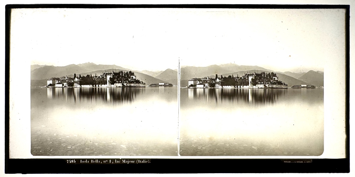 Ferrier And Soulier Glass Plate Stereo View "isola Bella Lake Maggiore" C. 1875-photo-2