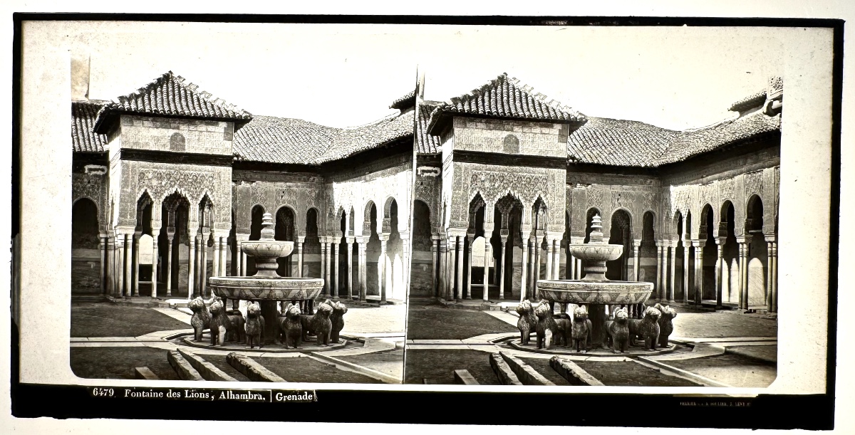 Ferrier And Soulier Glass Plate Stereo View "the Alhambra, Granada" C.1875 Photograph-photo-2