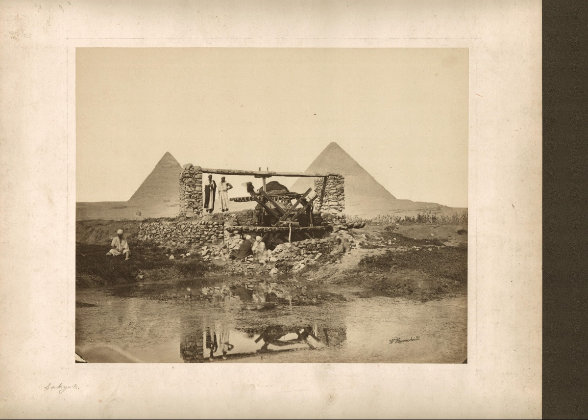 W.HAMMERSCHMIDT (1822-1869), Sakieh près des pyramides, signé c. 1860 tirage albuminé d'époque-photo-3