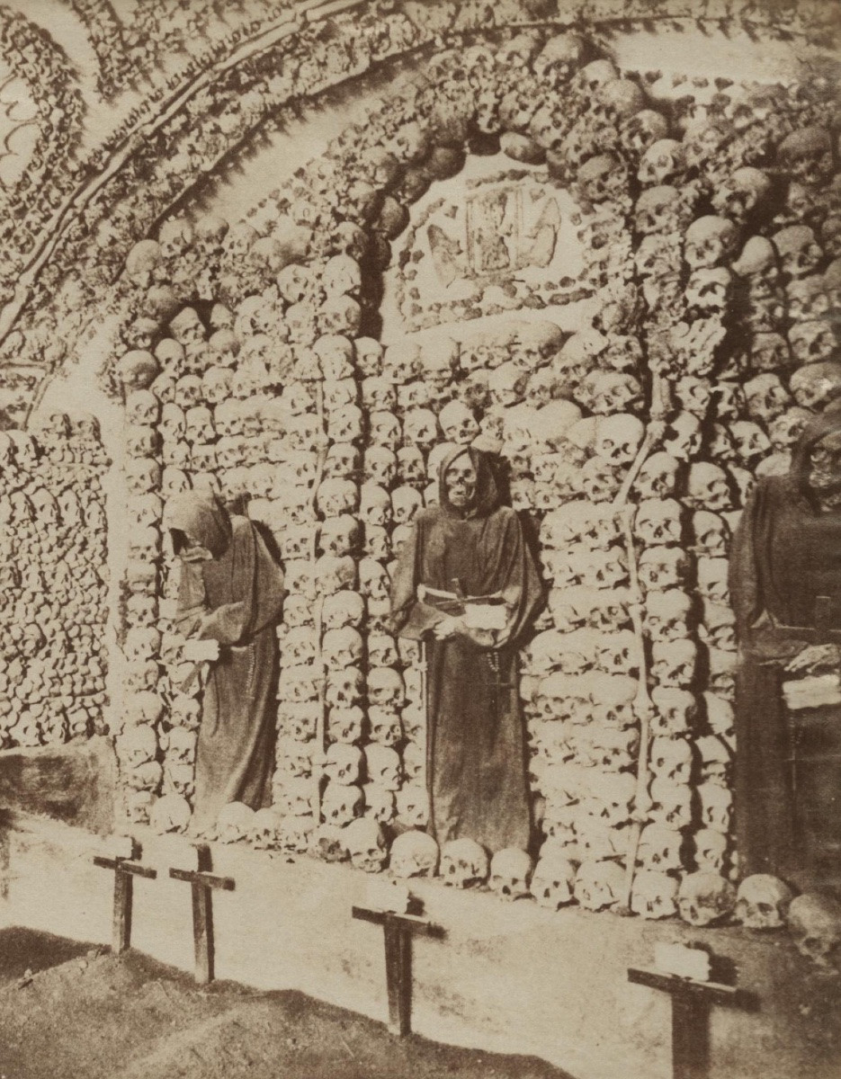 Capuchin Church Cemetery, Rome, Italy C. 1870 Vintage Albumen Print Photograph-photo-4
