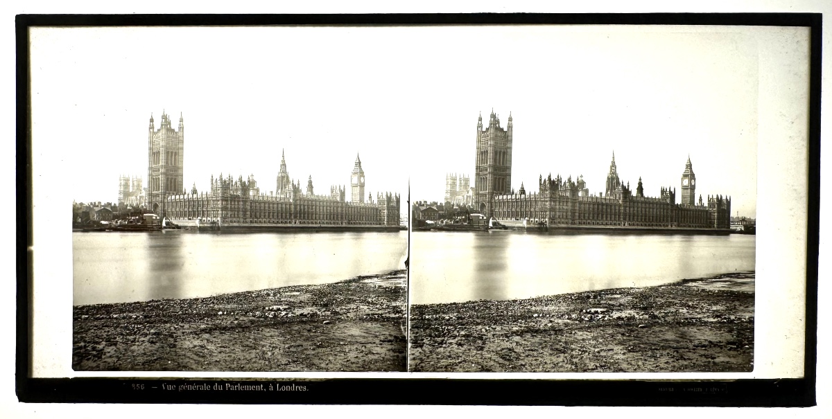 Ferrier et Soulier Plaque de verre stéréo "Le Parlement, Londres" circa 1875-photo-2