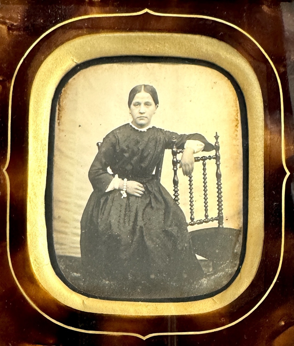 Daguerréotype Portrait de Femme Cadre Napoléon III circa 1850-photo-3