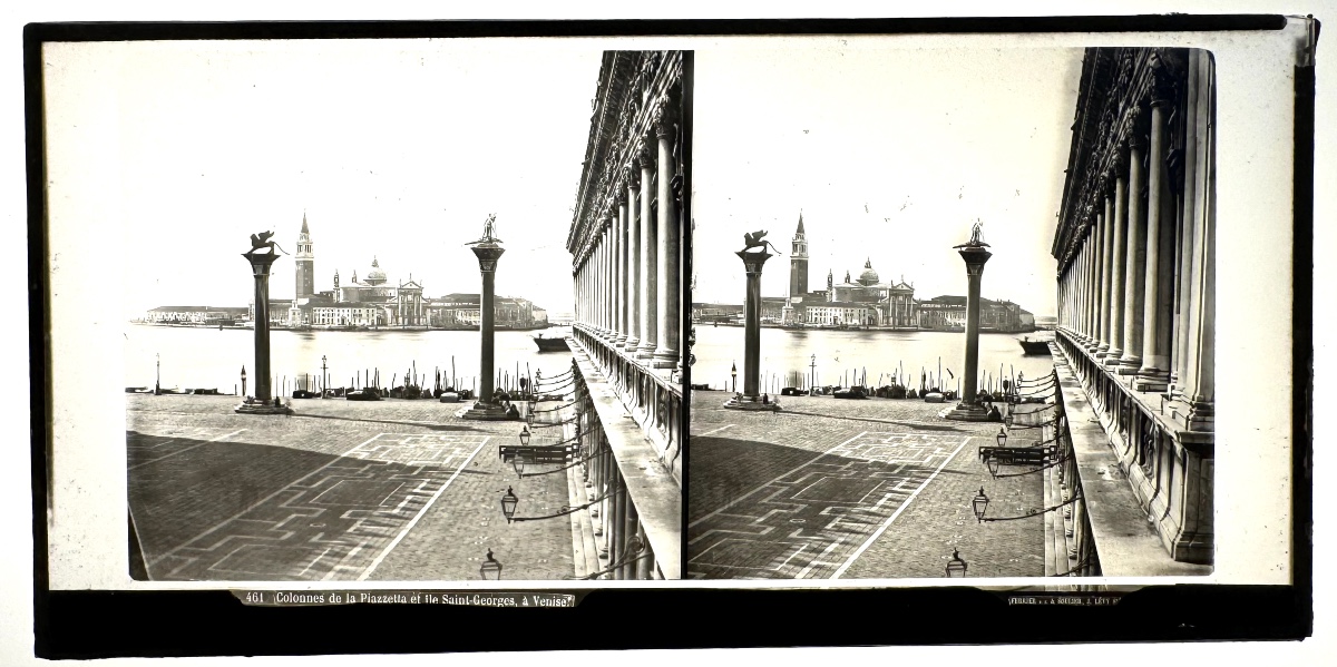 Ferrier et Soulier Plaque de verre stéréo "Venise" c.1875 photographie-photo-2