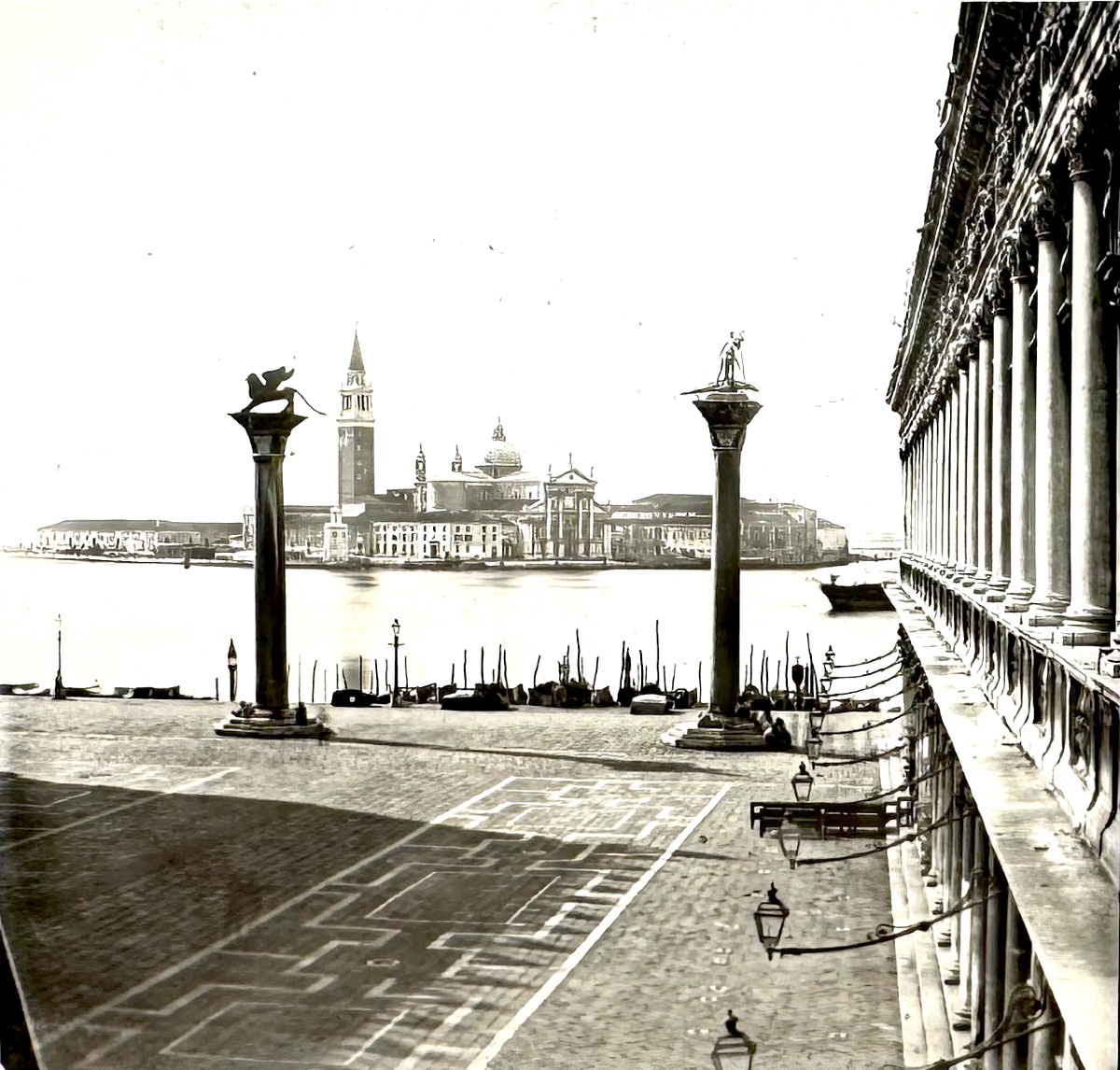 Ferrier et Soulier Plaque de verre stéréo "Venise" c.1875 photographie