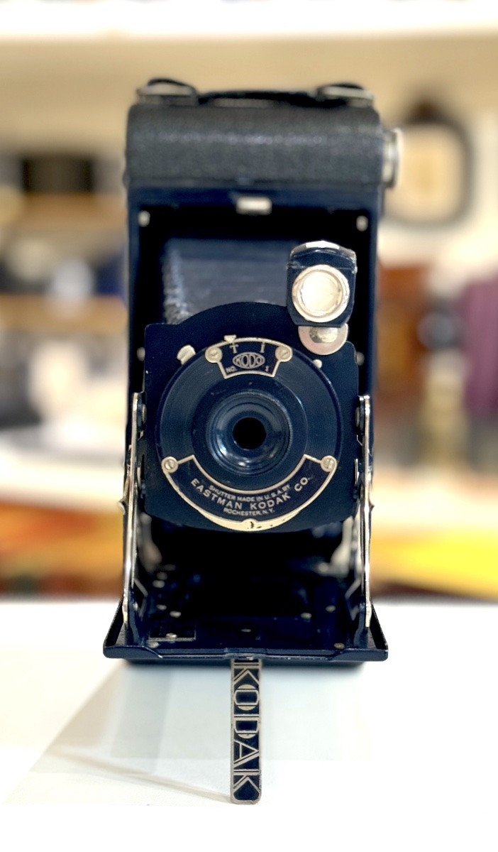 Pocket Kodak No.1 Junior Bleu Modèle B Folding appareil photographique vintage circa 1930-photo-2