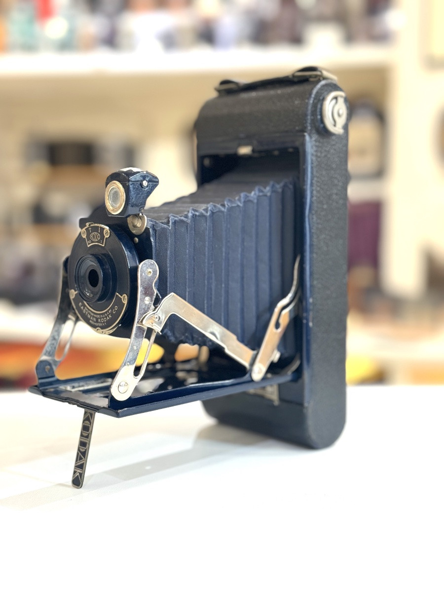 Pocket Kodak No.1 Junior Bleu Modèle B Folding appareil photographique vintage circa 1930-photo-3