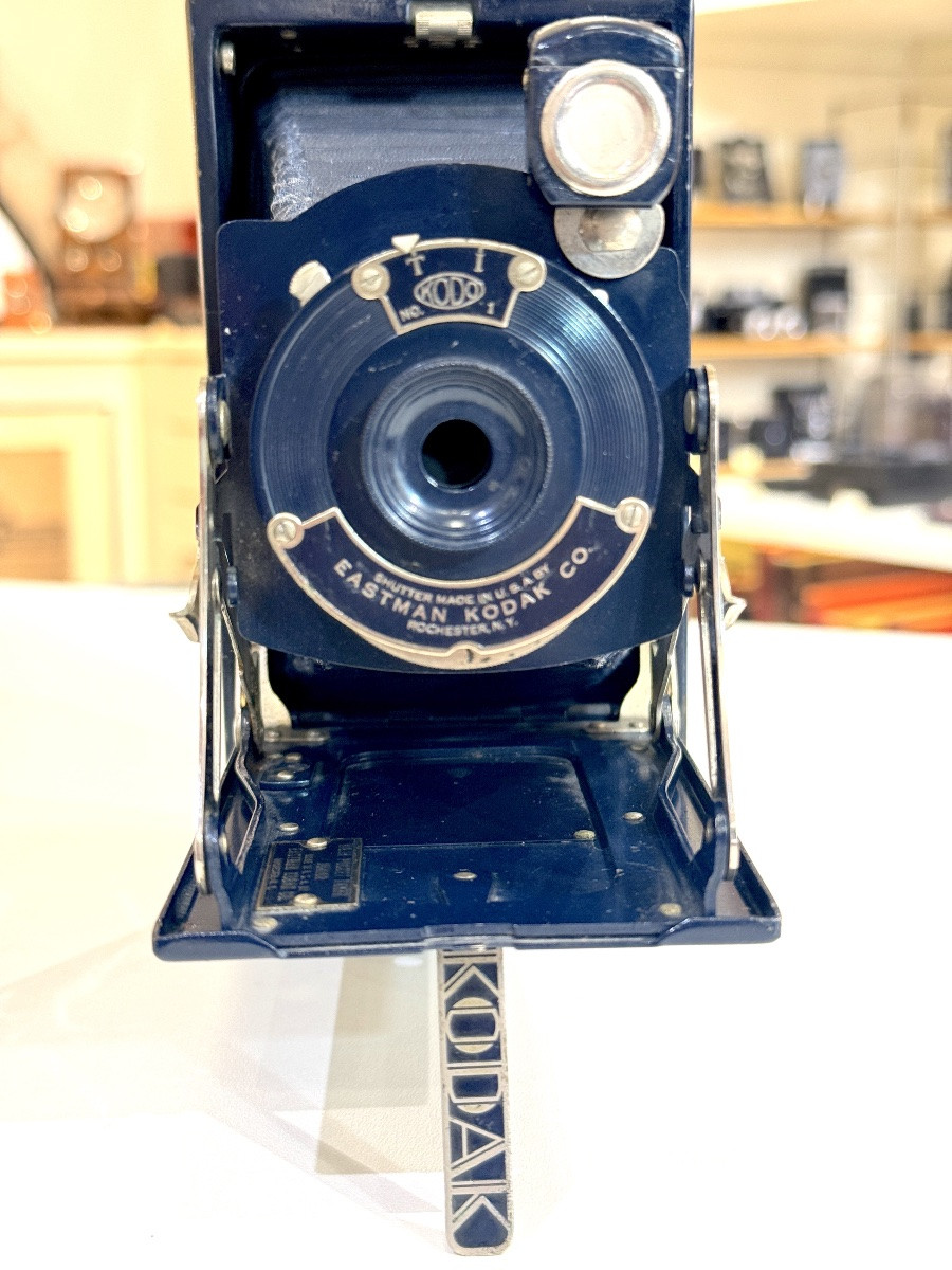 Pocket Kodak No.1 Junior Bleu Modèle B Folding appareil photographique vintage circa 1930-photo-1