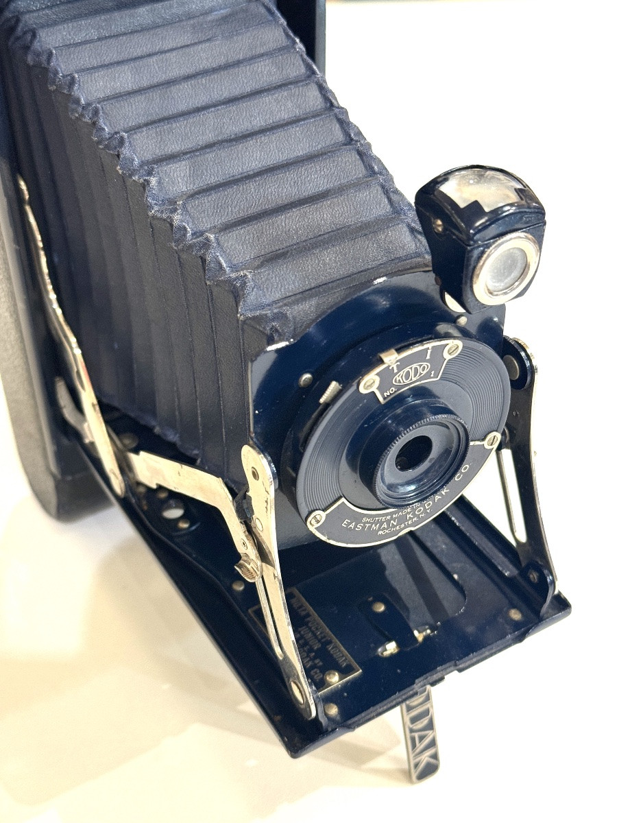 Pocket Kodak No.1 Junior Bleu Modèle B Folding appareil photographique vintage circa 1930-photo-2