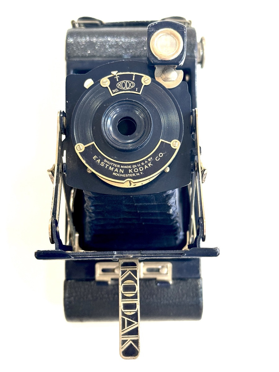 Pocket Kodak No.1 Junior Bleu Modèle B Folding appareil photographique vintage circa 1930-photo-5
