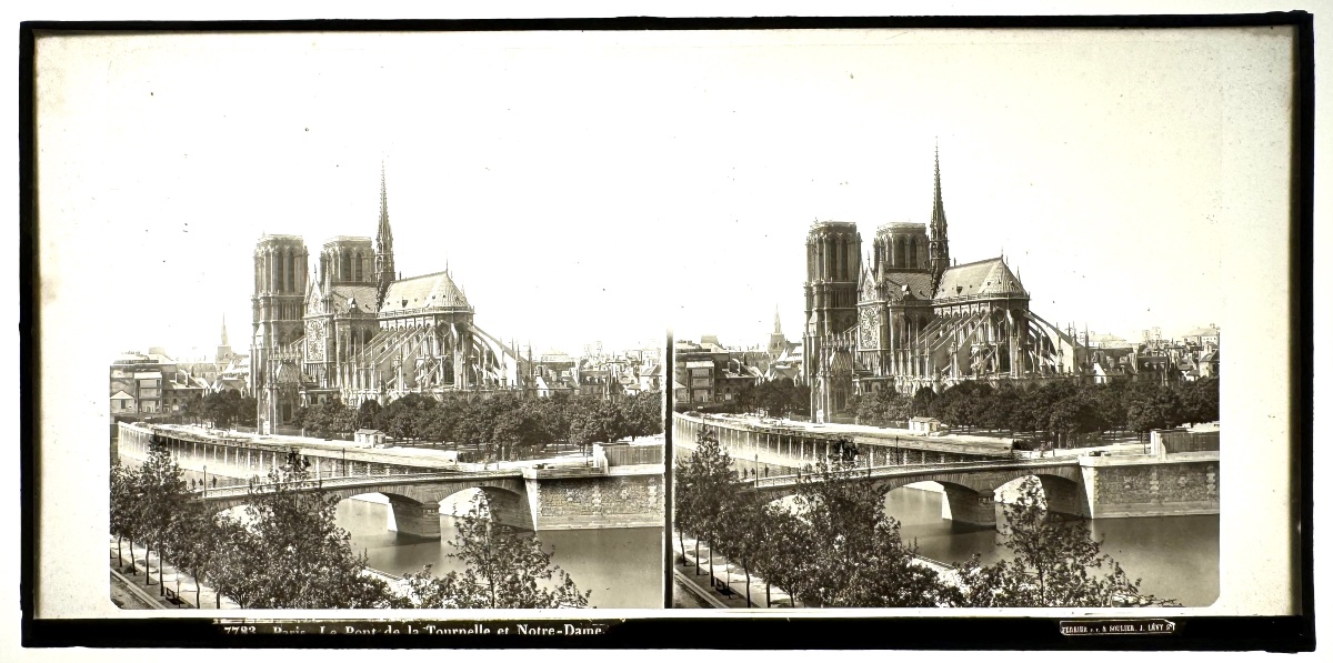 Ferrier et Soulier Plaque de verre stéréo "Notre Dame de Paris" c.1875-photo-2