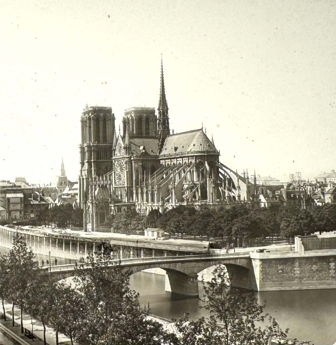 Ferrier et Soulier Plaque de verre stéréo "Notre Dame de Paris" c.1875