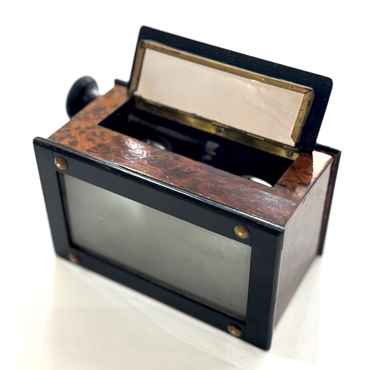 Stereoscopic Viewer In Burr Wood Vintage Photography Circa 1890-photo-2