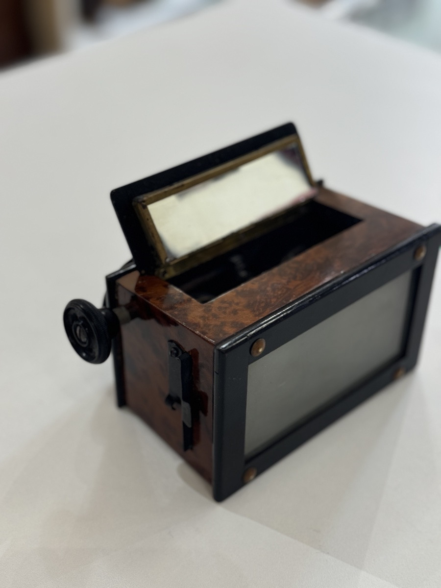 Stereoscopic Viewer In Burr Wood Vintage Photography Circa 1890-photo-3