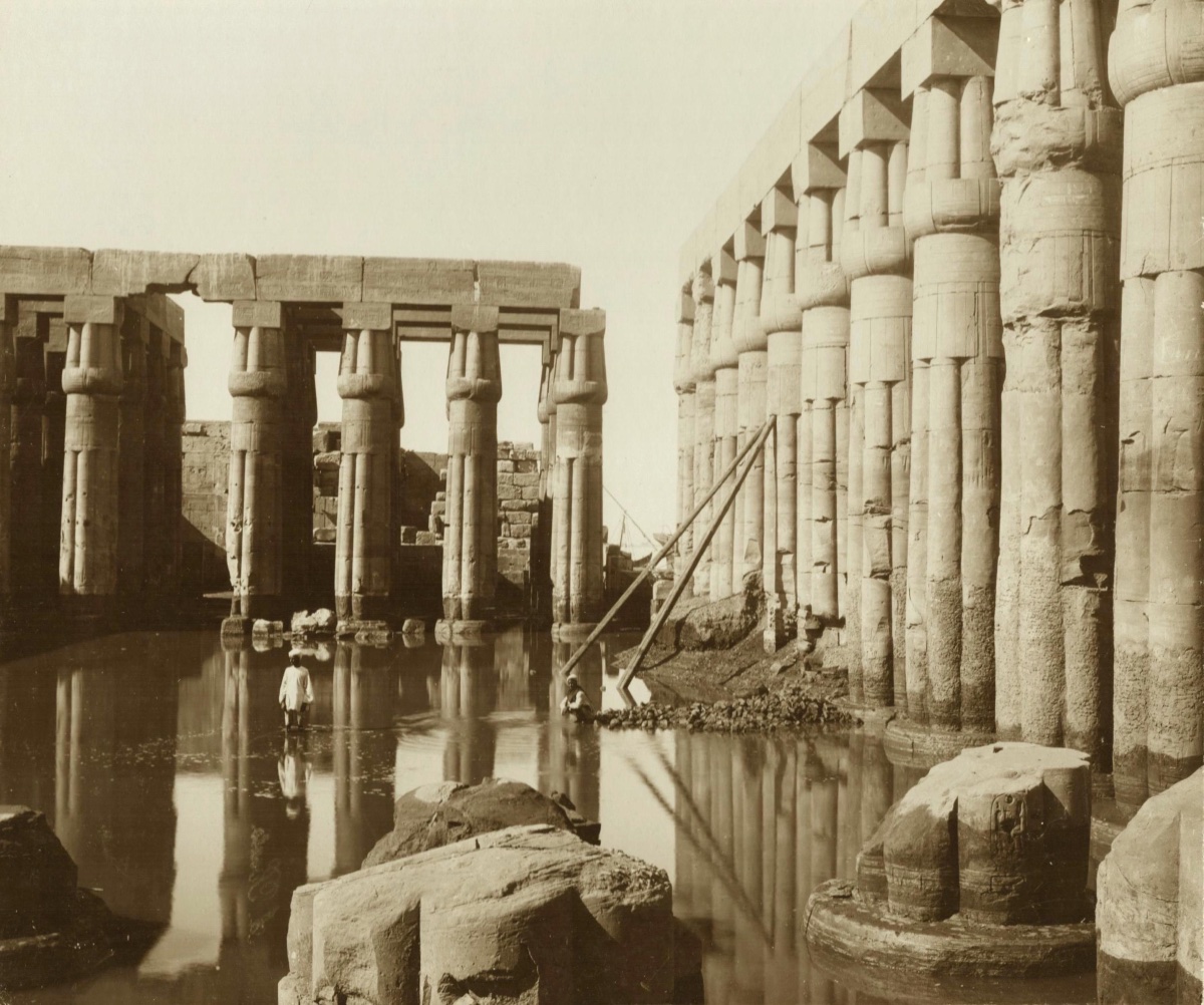 Antonio BEATO (1825-1905), Temple de Louxor, Inondations,  Egypte c.1875 Tirage albuminé 