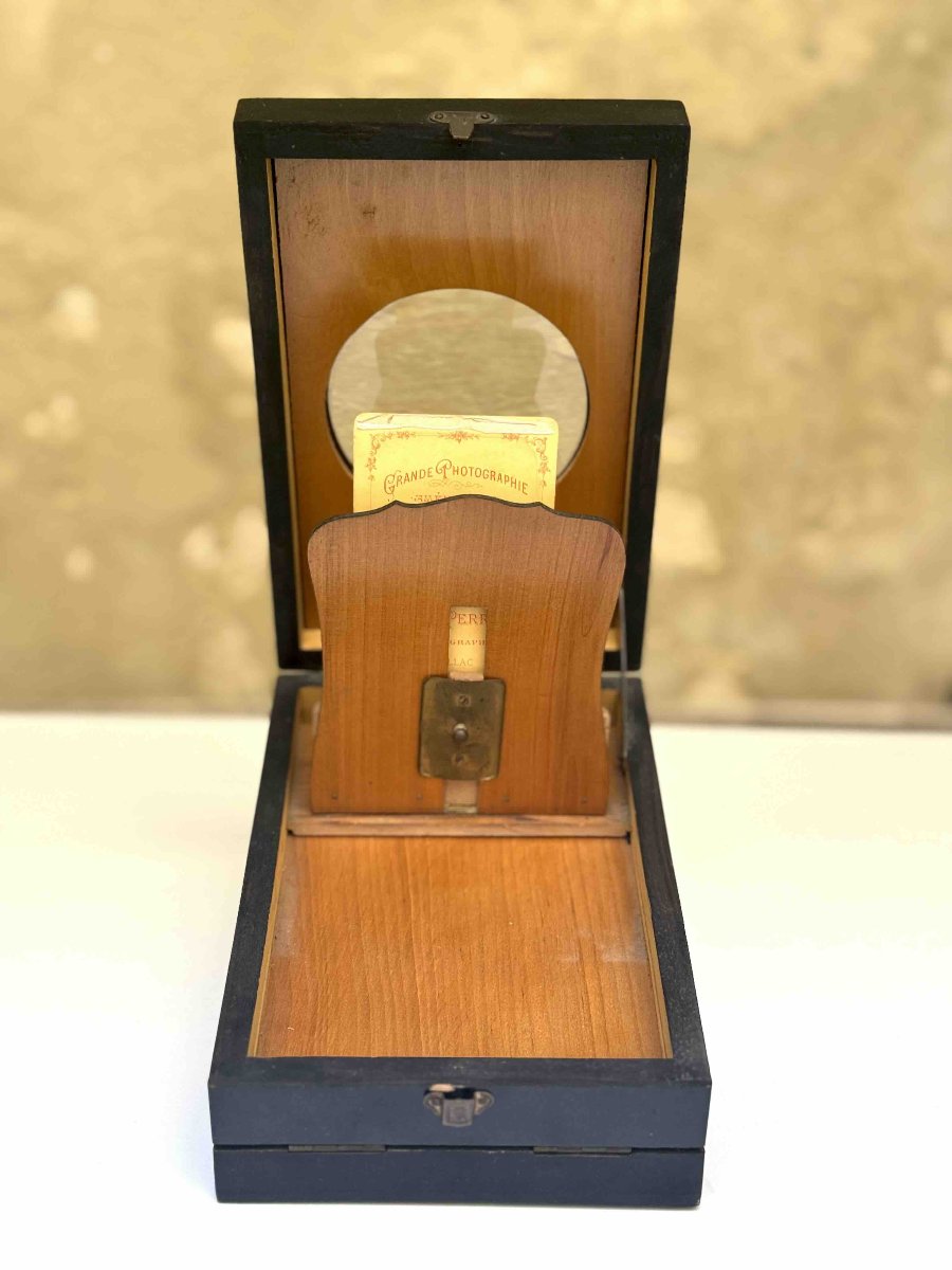 Graphoscope mono en bois noirci à décor de rinceaux et feuillages-photo-2