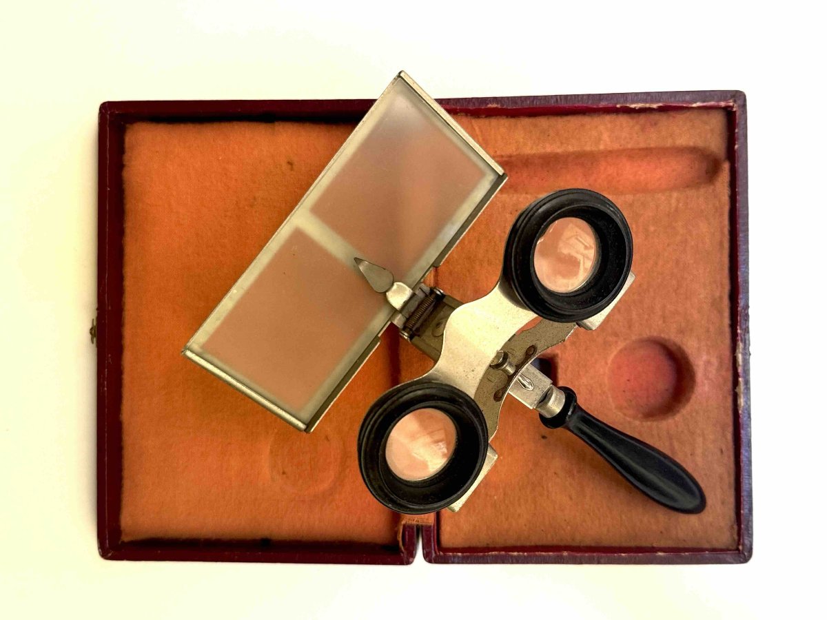Omnium III Foldable Metal Collectible Stereoscope, Circa 1910-photo-4