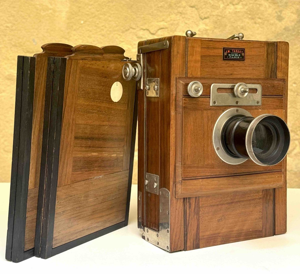 Target 13 X 18 Travel Camera And Its Two Frames, Circa 1900-photo-4