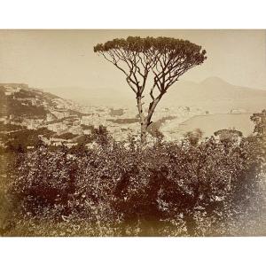 Vesuvius And Bay Of Naples, Giorgio Sommer (1834-1914), Circa 1870 Vintage Albumen Print