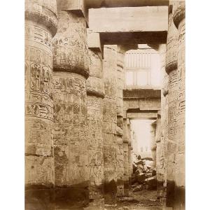 Colonnades, Egypt By Hippolyte Arnoux Albumen Print Signed C.1870