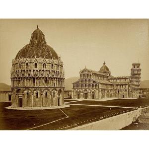 Fratelli ALINARI, Baptistère, Cathédrale et Tour, Italie c. 1870 photographie albuminé d'époque