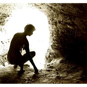 Positive Glass Plate, Stereoscopic Nude, "the Cave" C.1925 Photograph