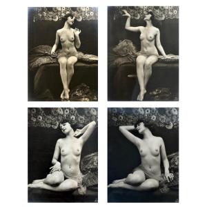 4 Etudes de Nu Julien MANDEL C.1920 Tirages argentiques d'époque photographie