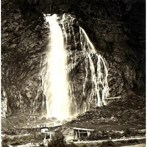 Ferrier et Soulier Plaque de verre stéréo "Cascade de Pissevache" c.1875 photographie