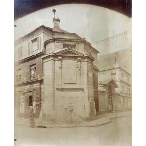 Eugène ATGET (1857-1927) Fontaine des Haudriettes, Paris c.1898 photographie Vintage
