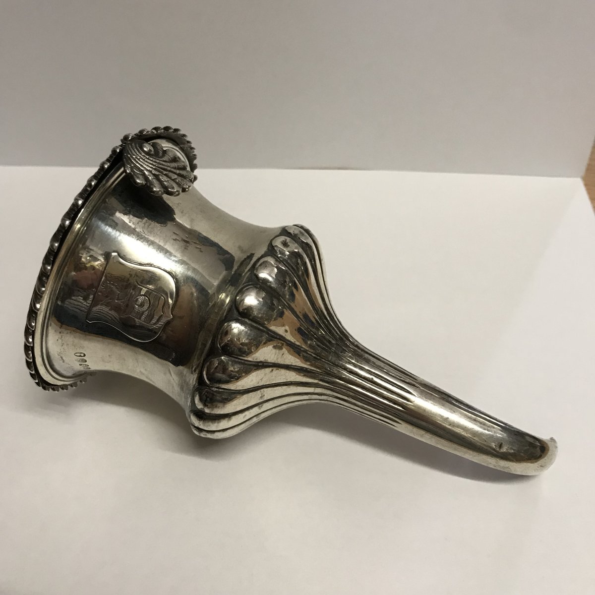 1823 English Coated Wine Decanter With Coat Of Arms, George Iv, Solid 925 Silver, By Silversmith Charles Fox, 159g-photo-2