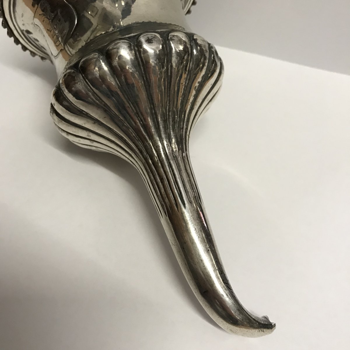 1823 English Coated Wine Decanter With Coat Of Arms, George Iv, Solid 925 Silver, By Silversmith Charles Fox, 159g-photo-3