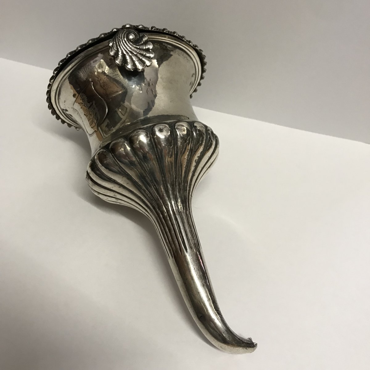 1823 English Coated Wine Decanter With Coat Of Arms, George Iv, Solid 925 Silver, By Silversmith Charles Fox, 159g