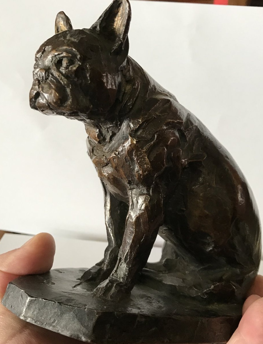 Animal Bronze By Edouard Navellier (1865–1944): *charlot The Bulldog*, Signed, No. 2/8-photo-6