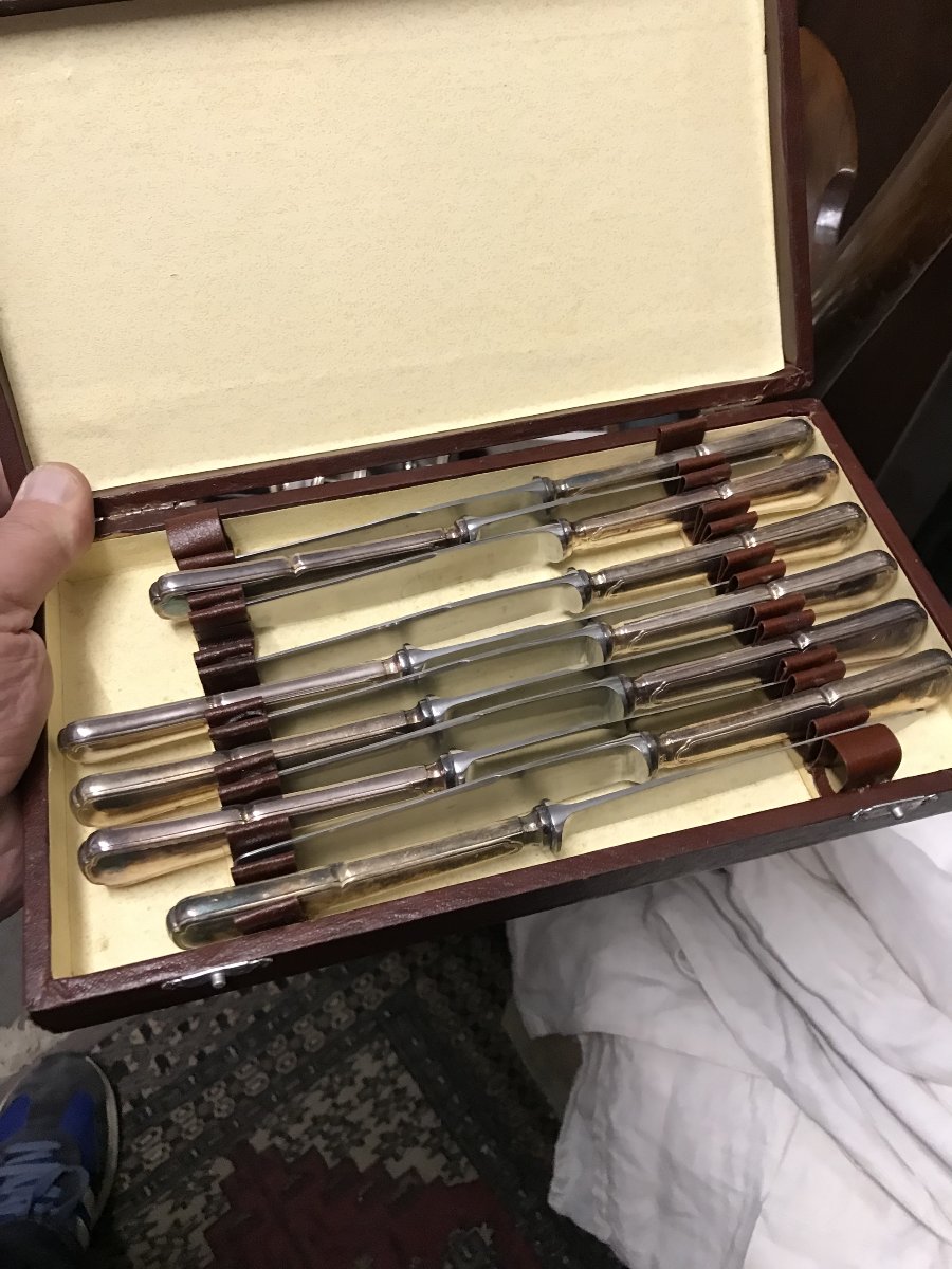  Ménagère 61 pièces  Métal Argenté 84 g orfèvre Guillaume Van den Bogaert Paris-photo-6
