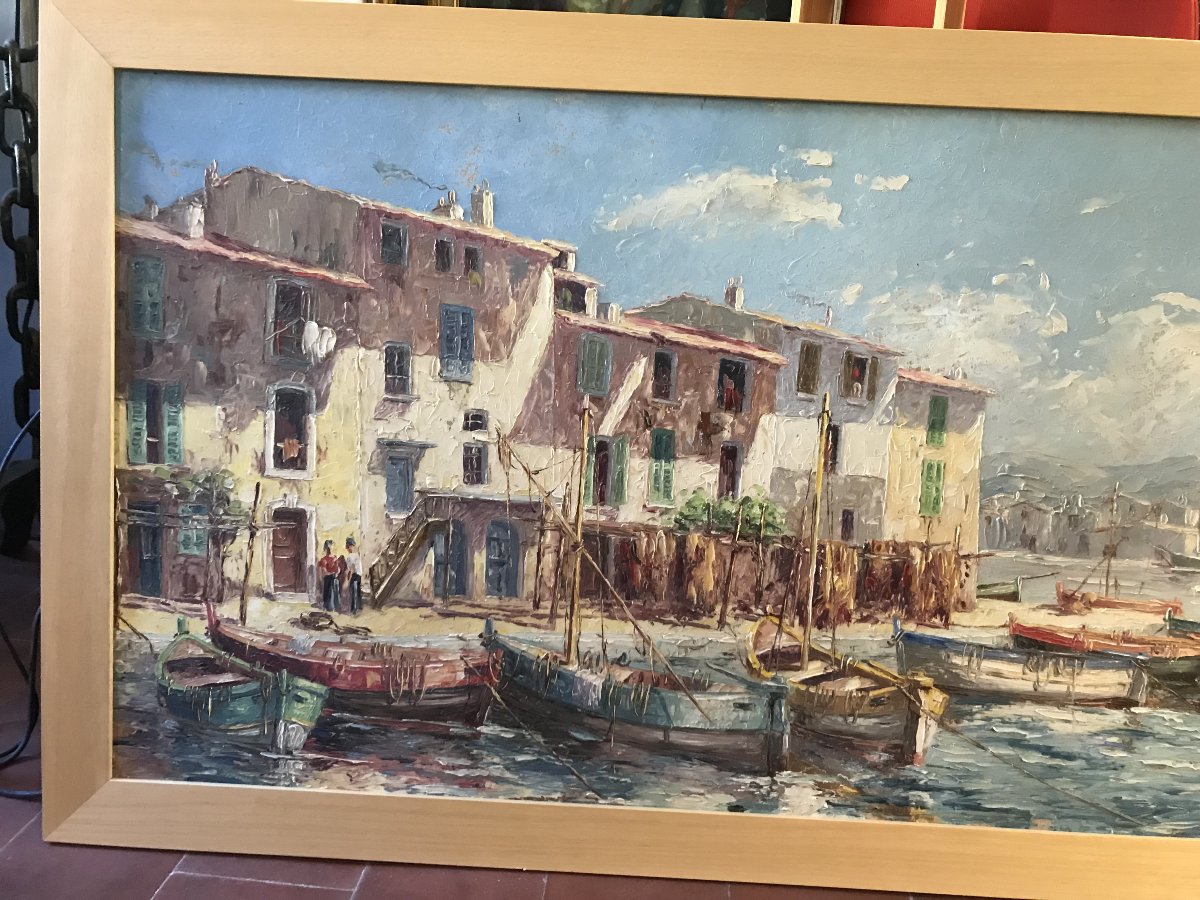 Raoul XIm, Oil Painting On Isorel Panel, Framed, From The Saint-tropez Area, In Very Good Condition-photo-2
