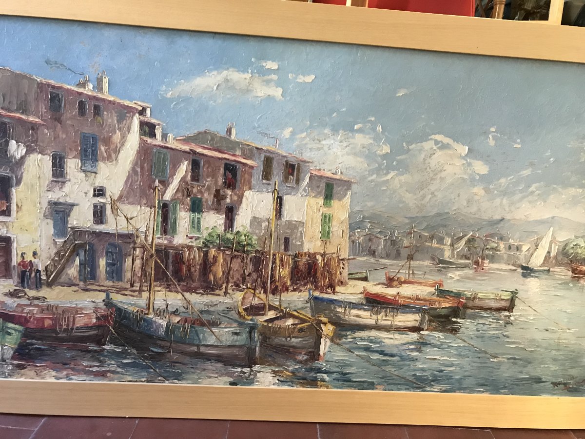 Raoul XIm, Oil Painting On Isorel Panel, Framed, From The Saint-tropez Area, In Very Good Condition-photo-3