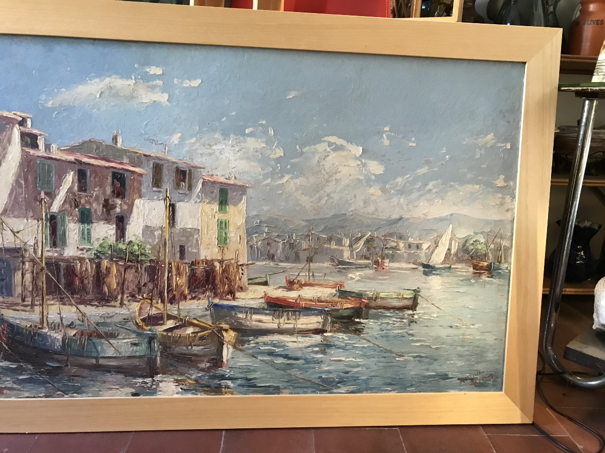 Raoul XIm, Oil Painting On Isorel Panel, Framed, From The Saint-tropez Area, In Very Good Condition-photo-4