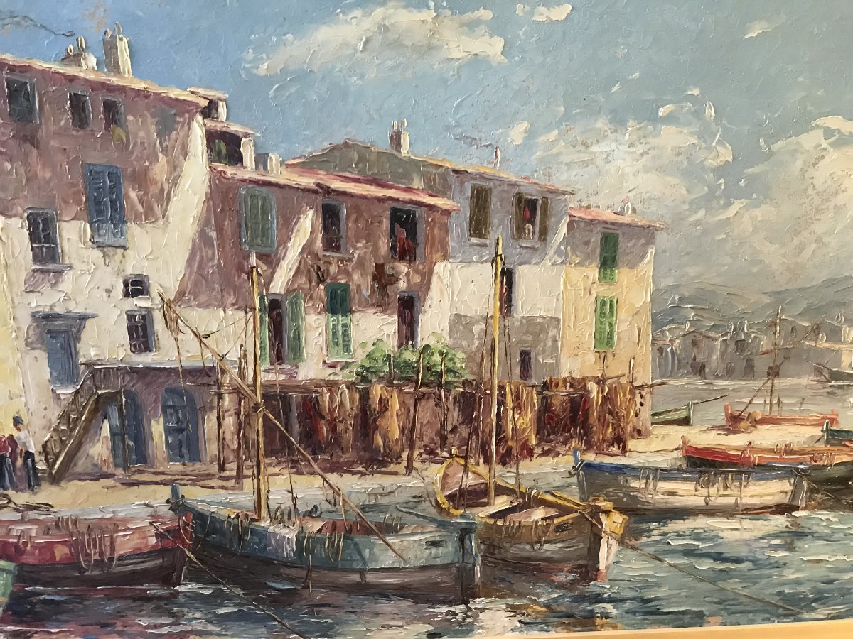 Raoul XIm, Oil Painting On Isorel Panel, Framed, From The Saint-tropez Area, In Very Good Condition-photo-2