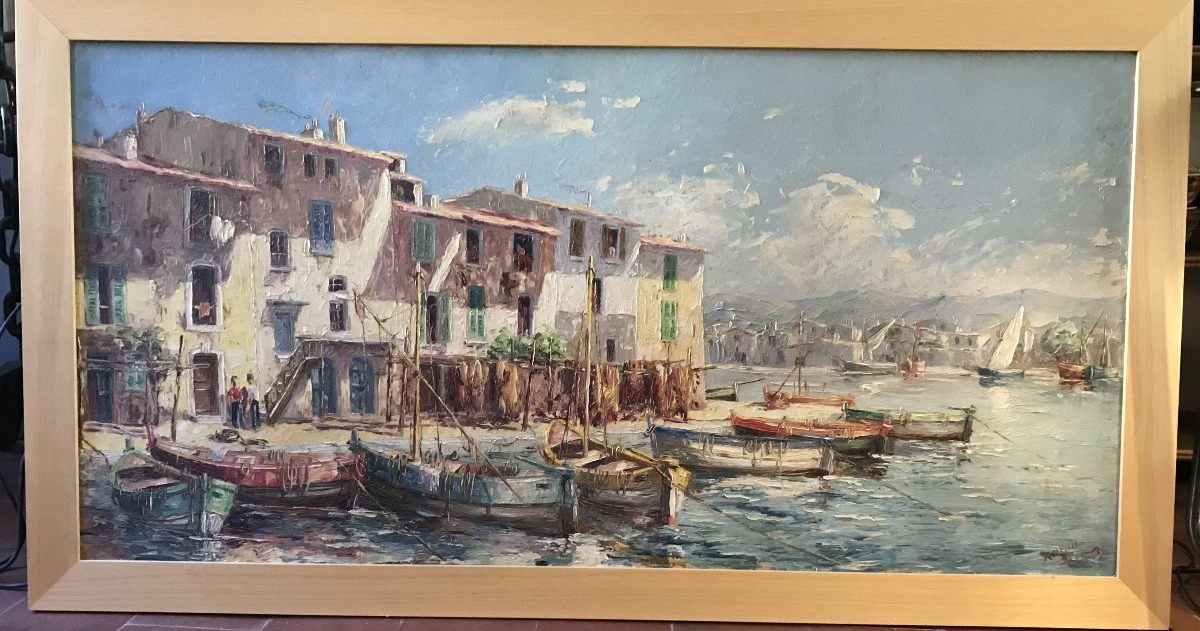 Raoul XIm, Oil Painting On Isorel Panel, Framed, From The Saint-tropez Area, In Very Good Condition