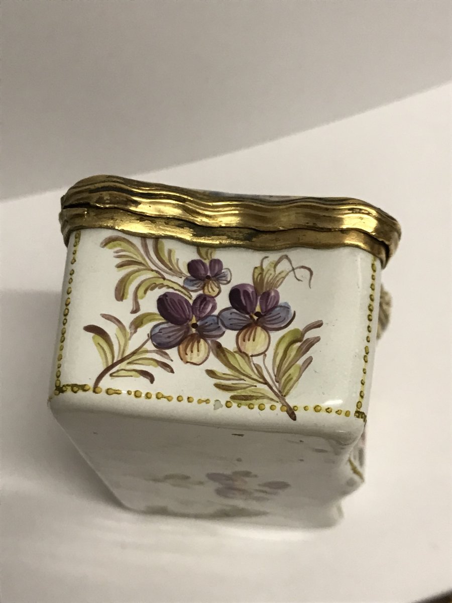 Coffret d'écriture Anglais en email sur cuivre époque 18éme représentant une scène portuaire-photo-6
