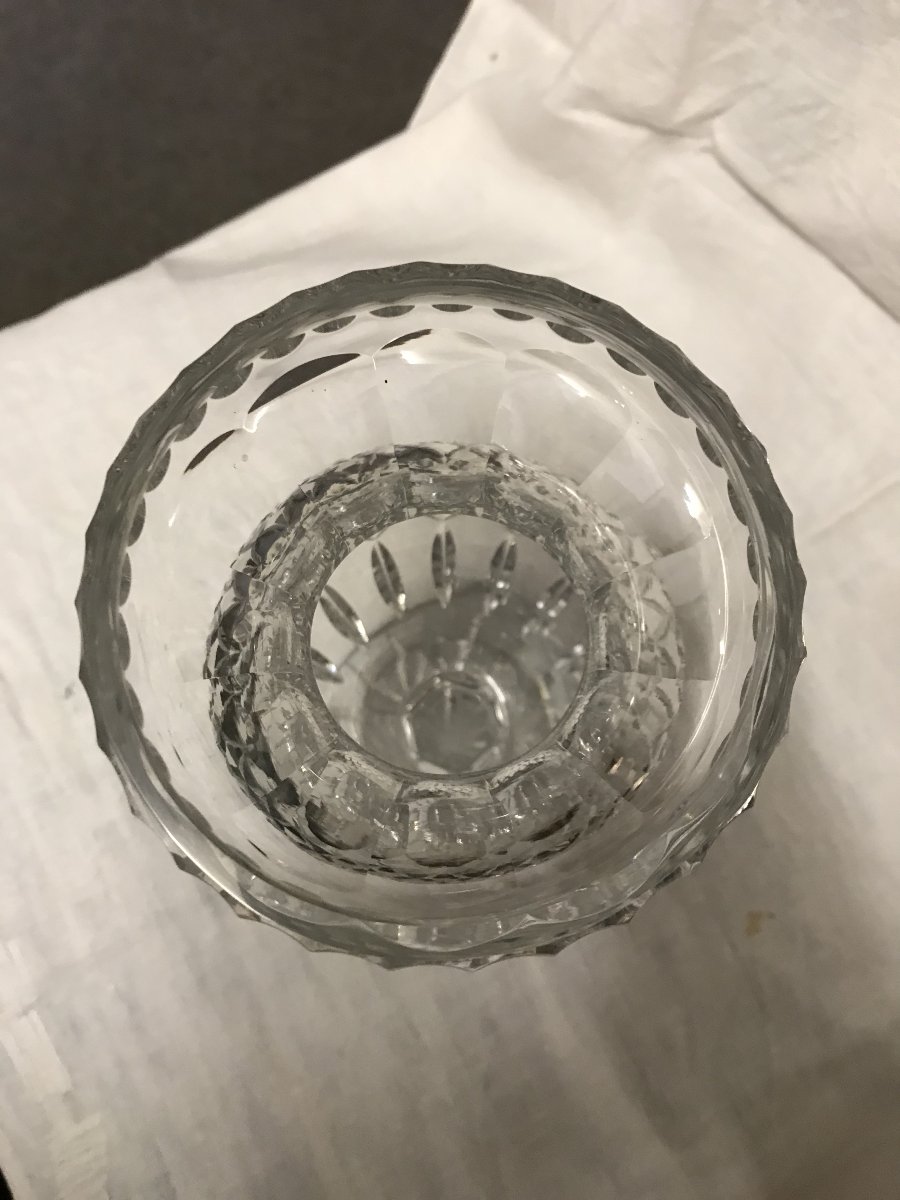 Crystal Baluster Vase From Le Creusot With A Square Base, In Perfect Condition, Circa 1850-photo-4