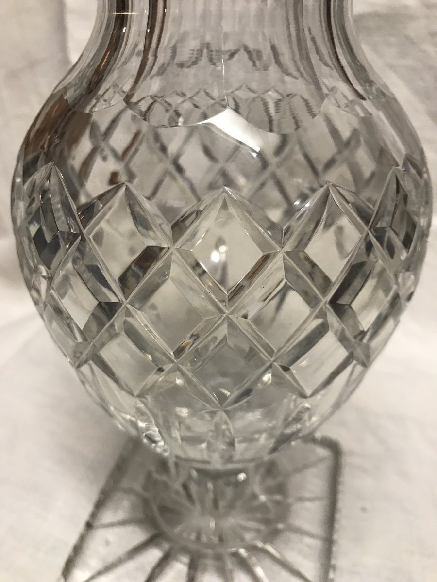 Crystal Baluster Vase From Le Creusot With A Square Base, In Perfect Condition, Circa 1850-photo-1