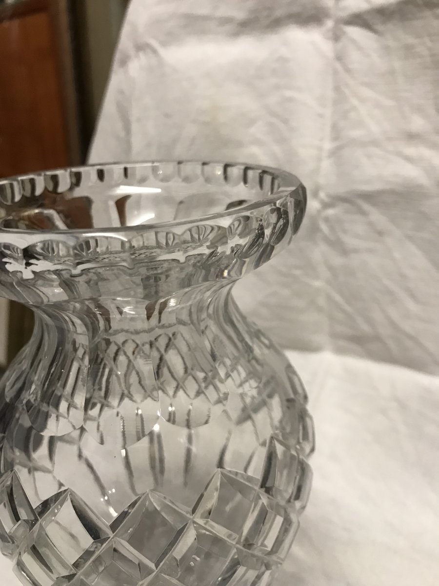 Crystal Baluster Vase From Le Creusot With A Square Base, In Perfect Condition, Circa 1850-photo-2