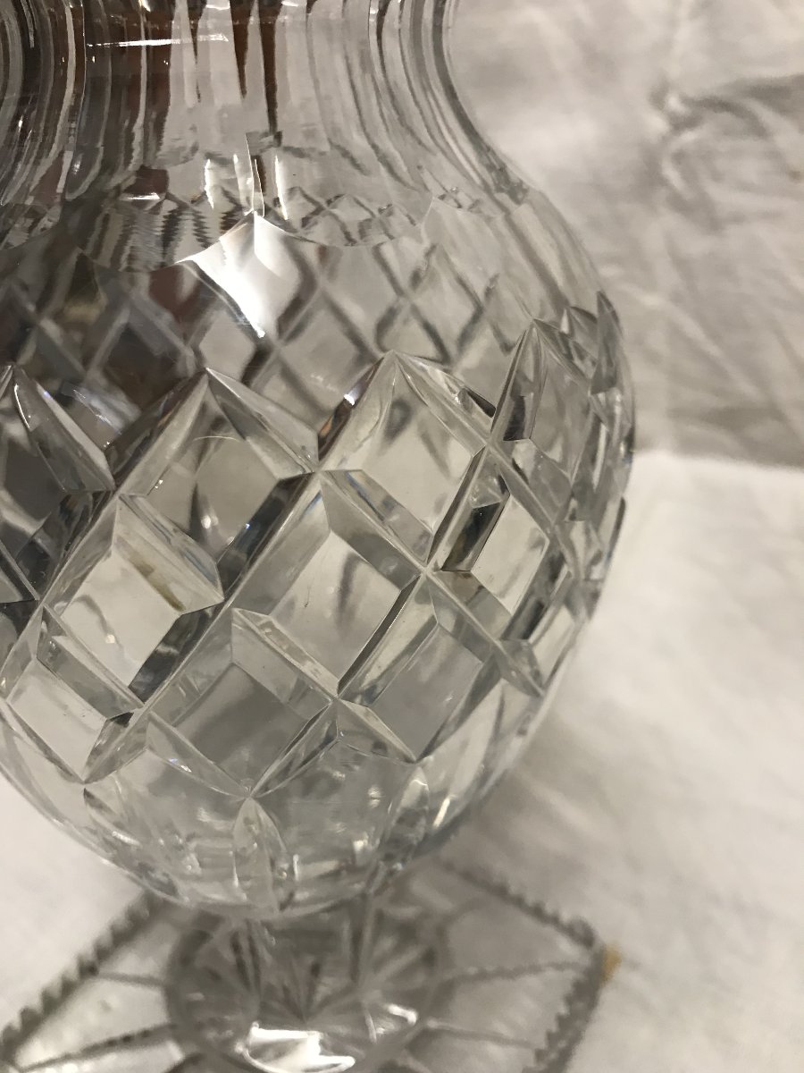 Crystal Baluster Vase From Le Creusot With A Square Base, In Perfect Condition, Circa 1850-photo-3