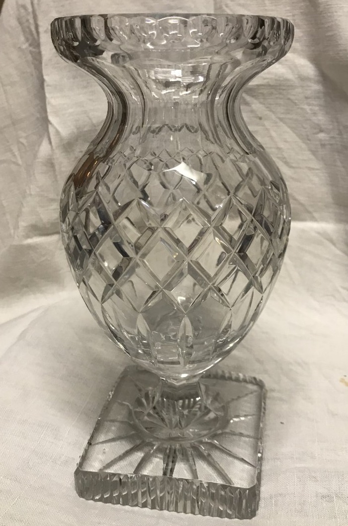 Crystal Baluster Vase From Le Creusot With A Square Base, In Perfect Condition, Circa 1850