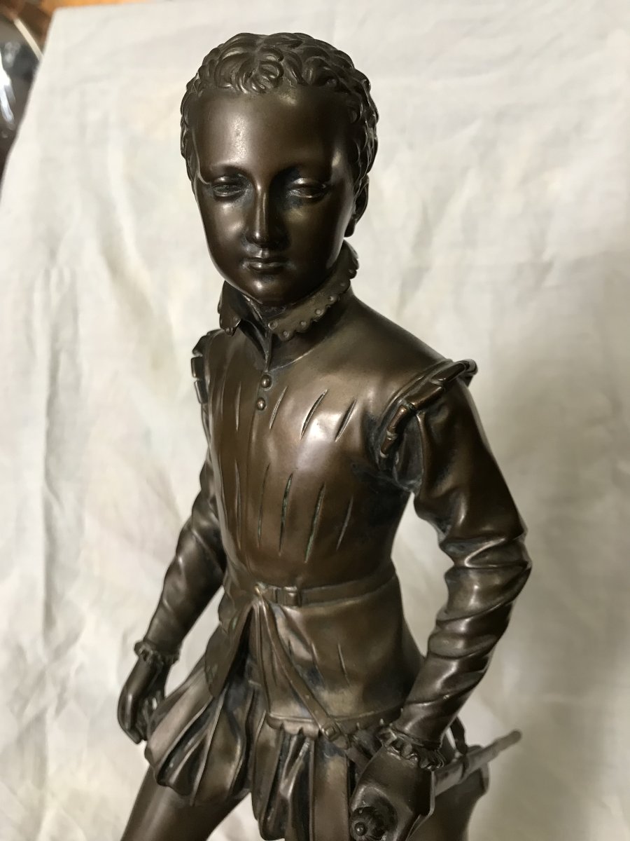 Large Bronze Statue Of Henri IV As A Child, After Bosio; Reduced Scale By Collas, F. Barbedienne, Foundry-photo-2