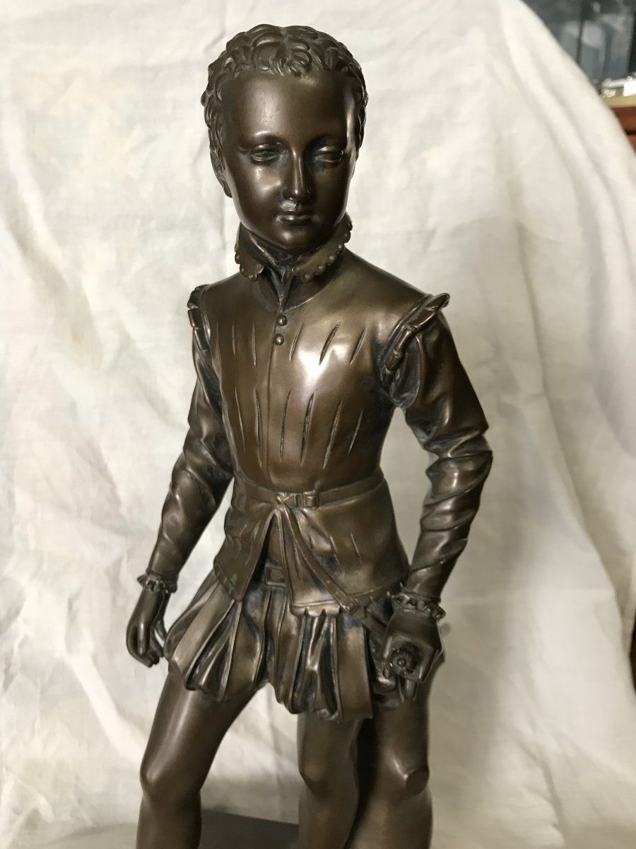 Large Bronze Statue Of Henri IV As A Child, After Bosio; Reduced Scale By Collas, F. Barbedienne, Foundry-photo-3