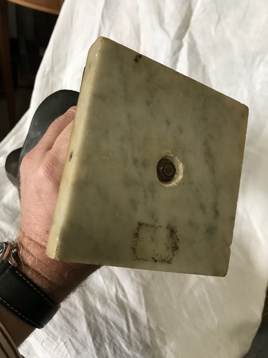 Buste de Marianne en Bronze avec date 1870 sur terrasse en marbre-photo-5
