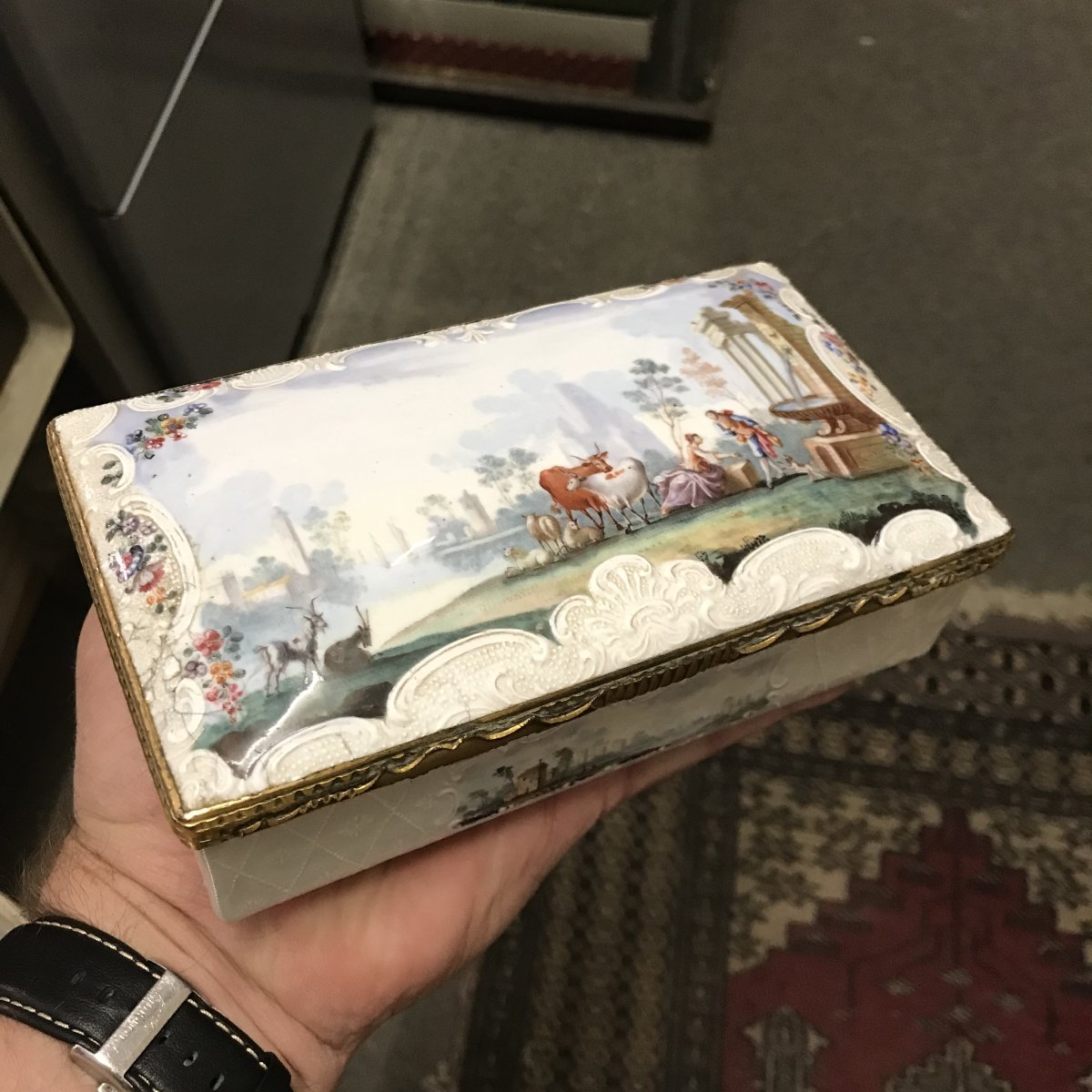 Grand Coffret d'écriture de voyage Anglais en email sur cuivre époque 18éme vers 1770-photo-8