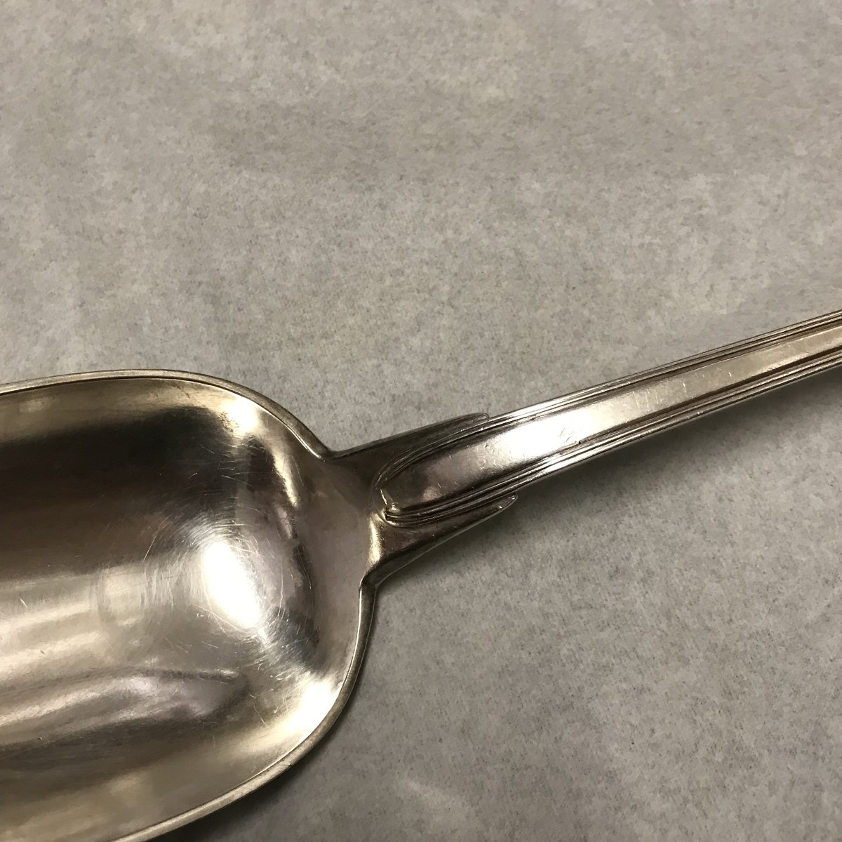 Large Solid Silver Stew Spoon, 38.5 Cm!! 267 G, 18th Century, Hallmark To Be Identified-photo-1