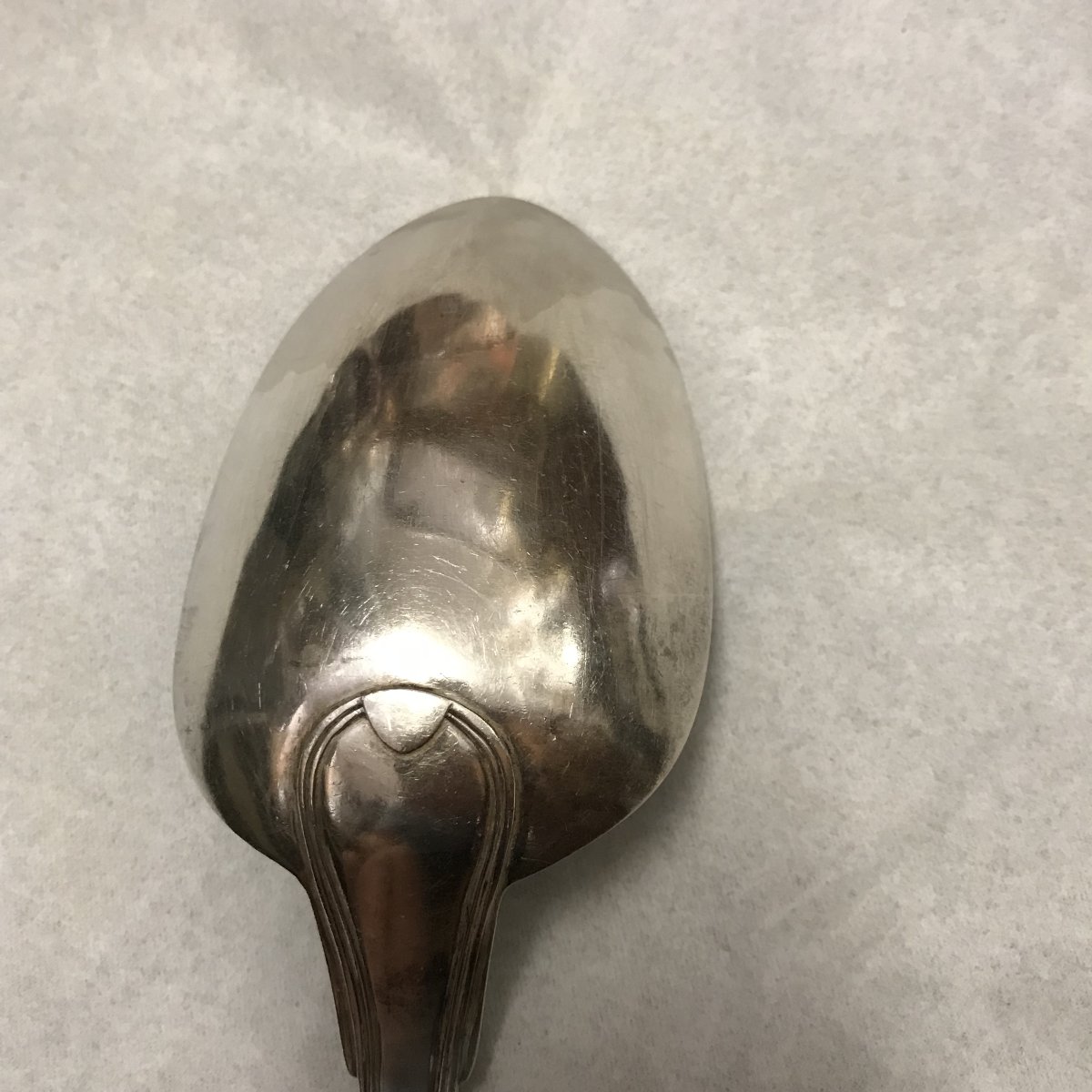 Large Solid Silver Stew Spoon, 38.5 Cm!! 267 G, 18th Century, Hallmark To Be Identified-photo-3